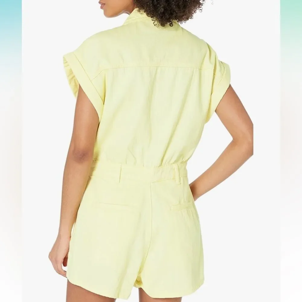 BLANK NYC• Denim yellow romper size small